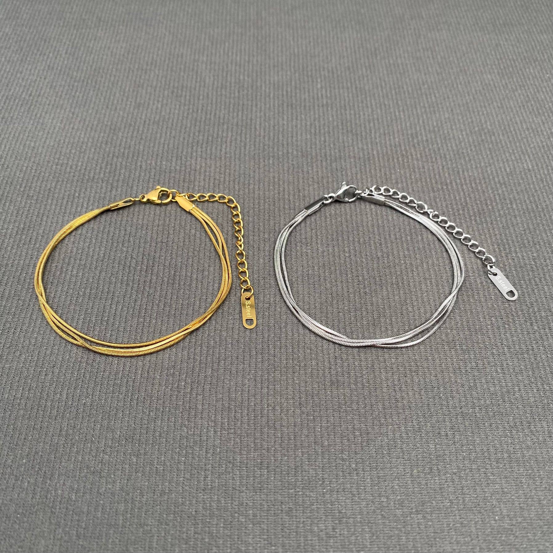 Mio Queena - 3 Chains 18K Gold Plated Stainless Steel Bracelet - FGS