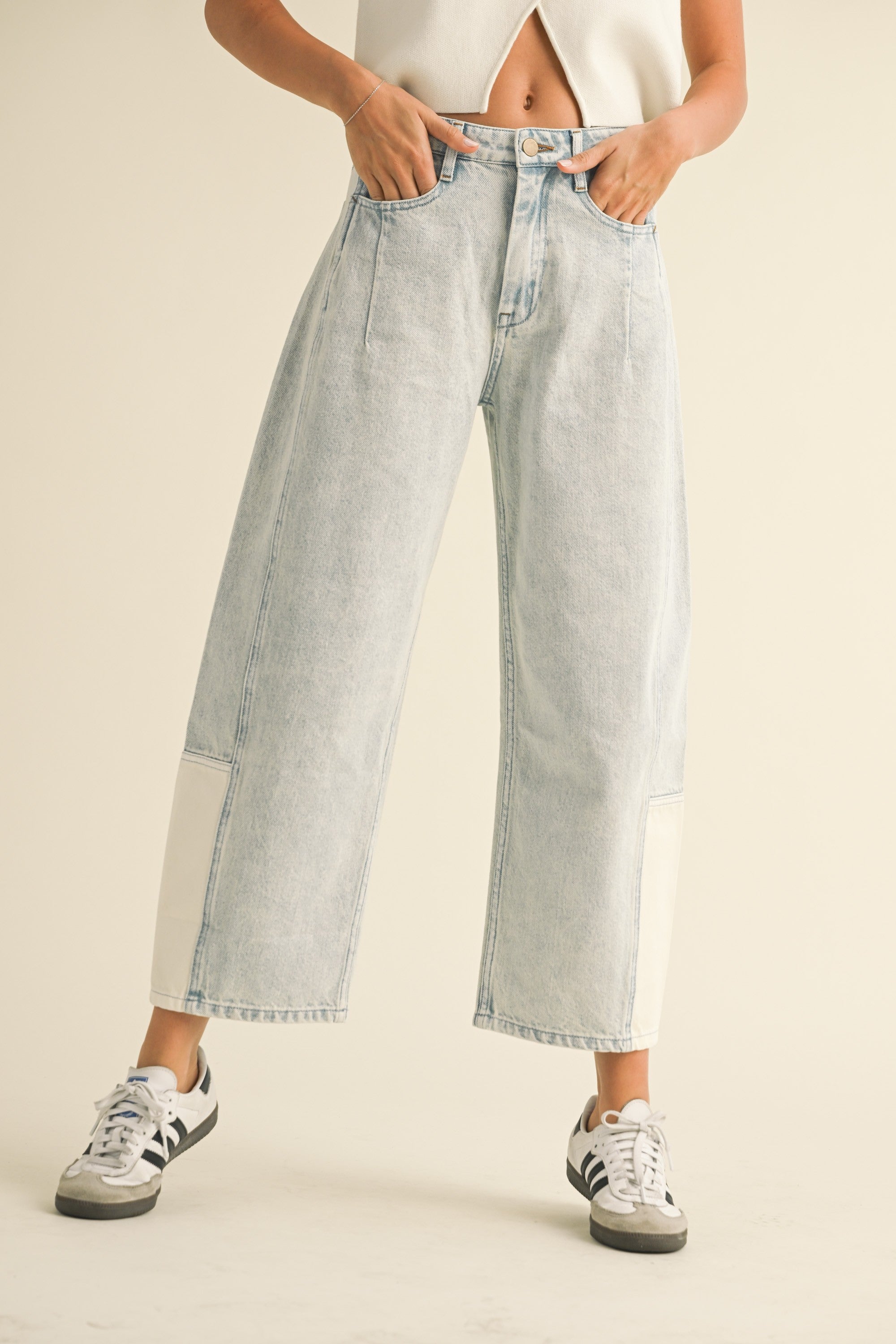 Combination Barrel Denim Pants