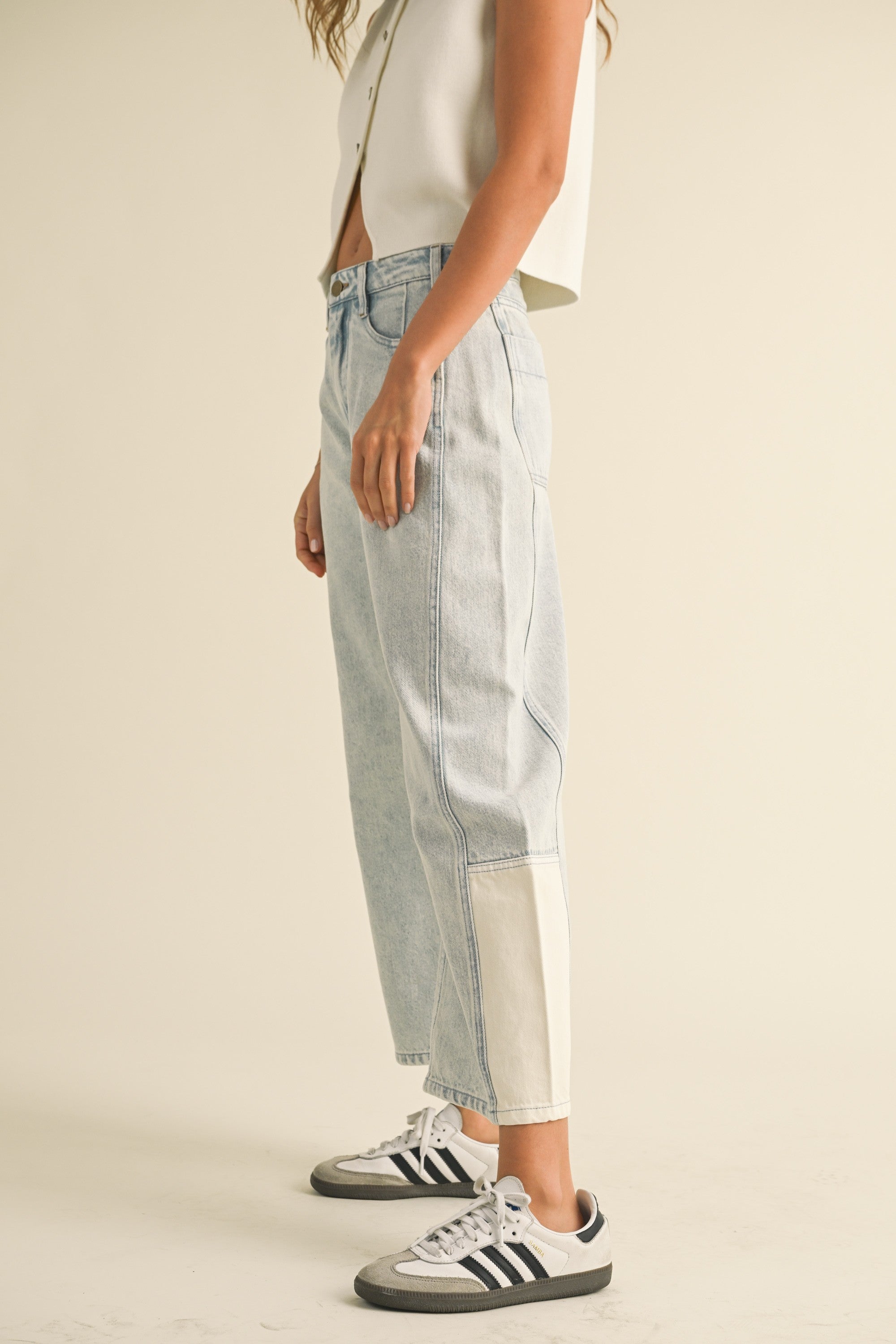 Combination Barrel Denim Pants