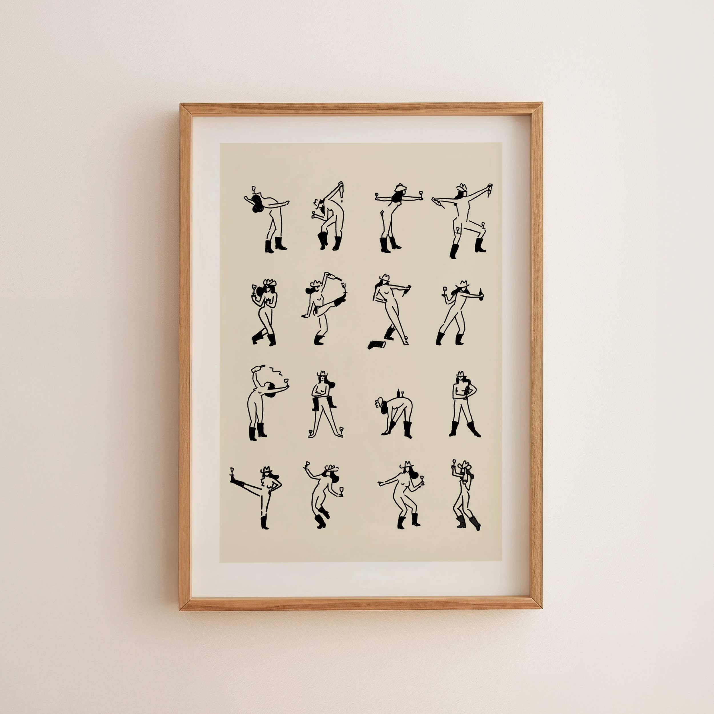 Tumbleweed Design Studio - Wine Dancing Cowgirl Minimal Western Wall Art
