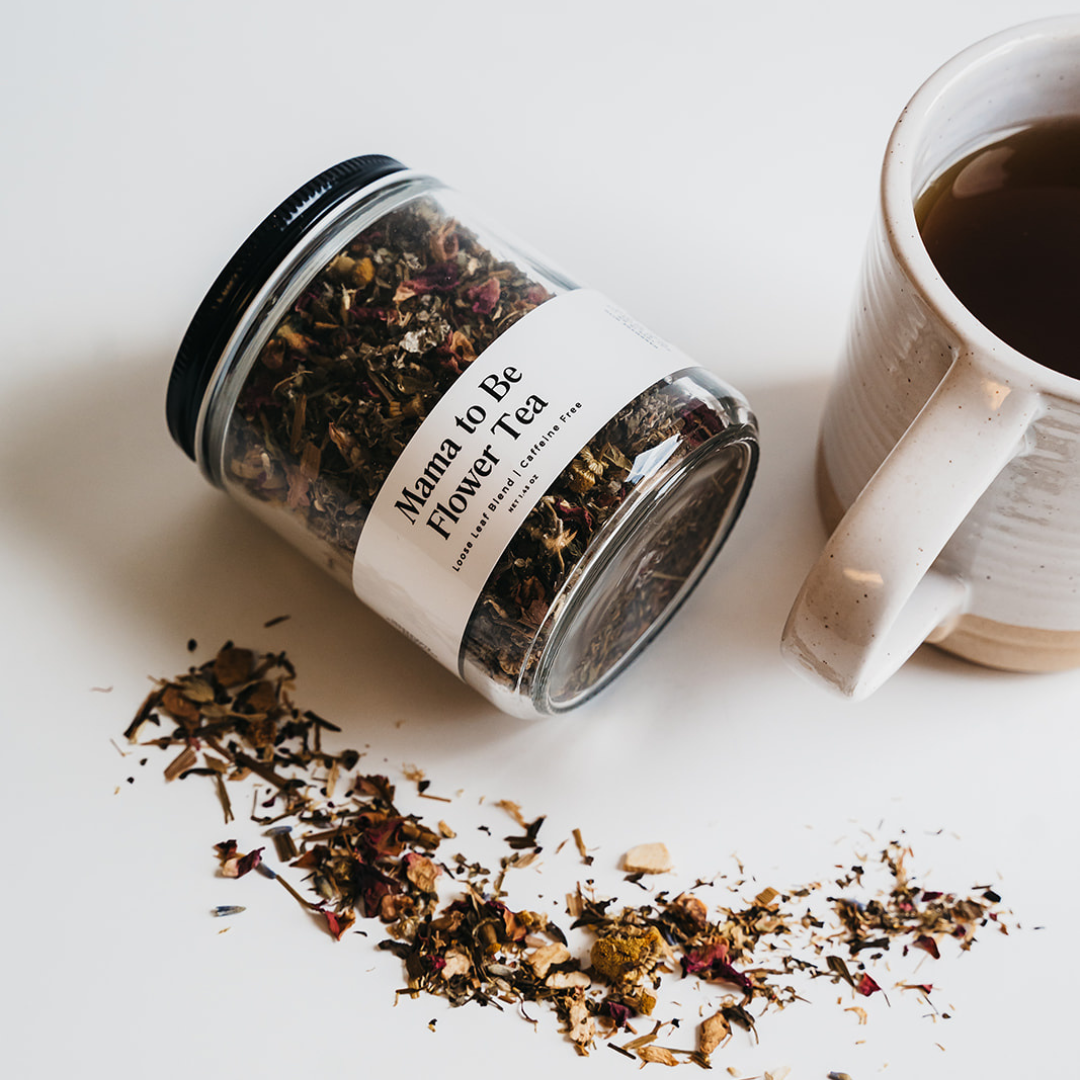 Giften Market - Mama To Be Flower Tea - Loose Leaf Tea in Glass Jar - 1.45oz