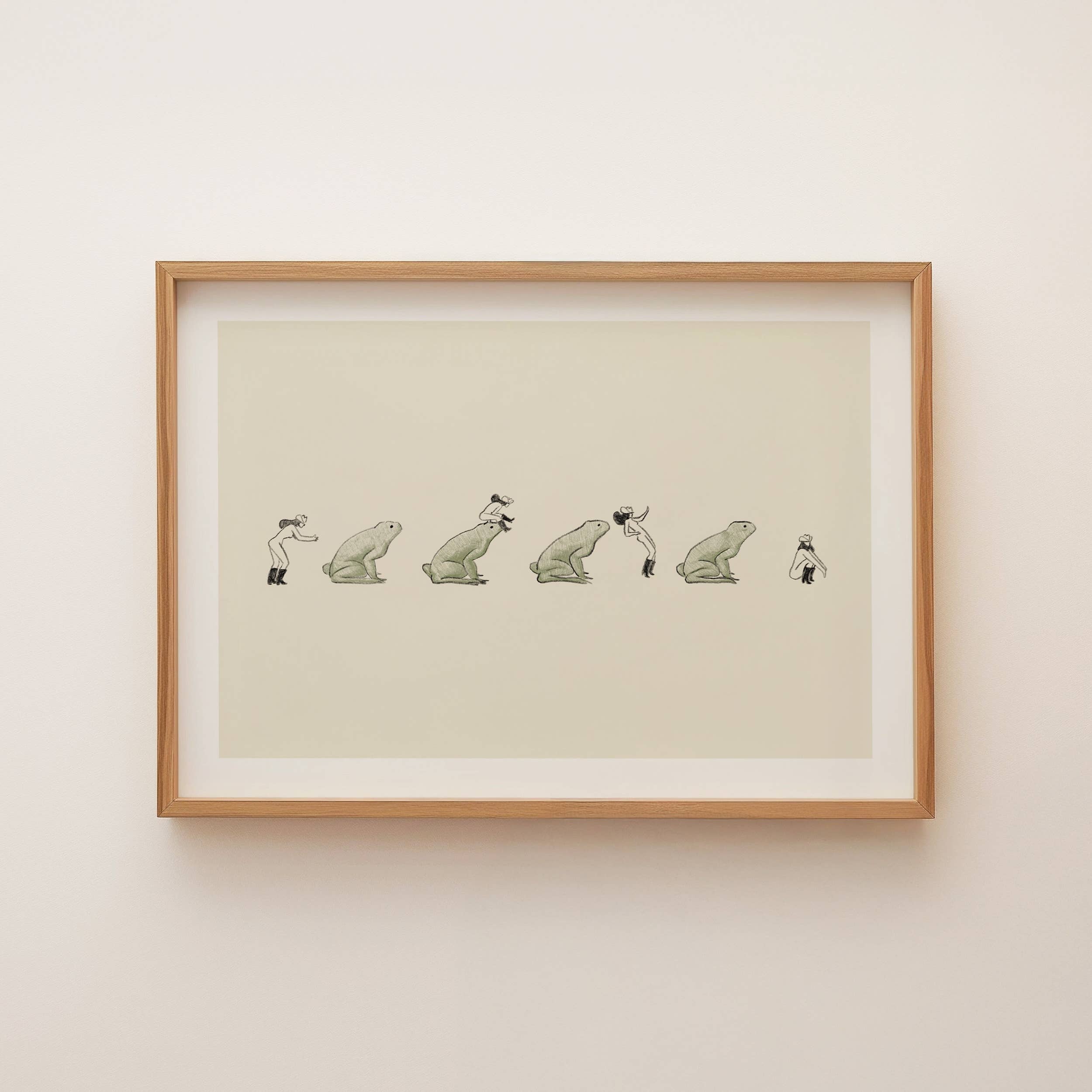 Tumbleweed Design Studio - Leap Frog – Vintage Cowgirl & Nature Giclée Art Print