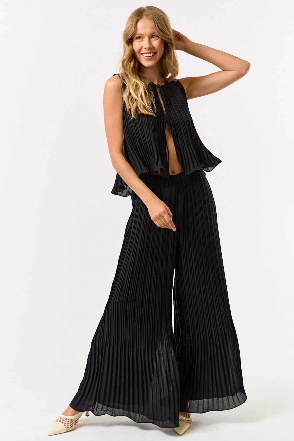 Pleated Flare Bottom