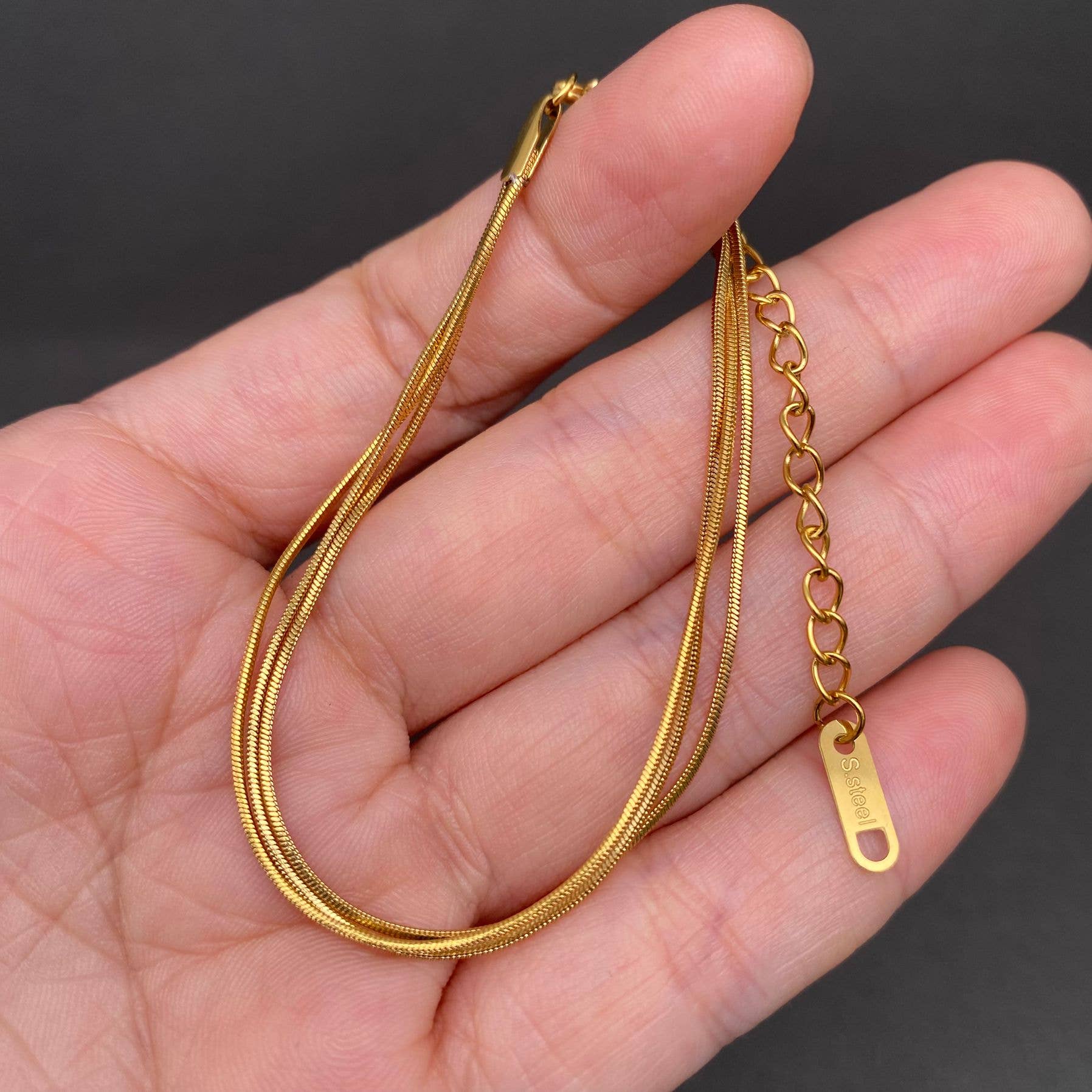 Mio Queena - 3 Chains 18K Gold Plated Stainless Steel Bracelet - FGS