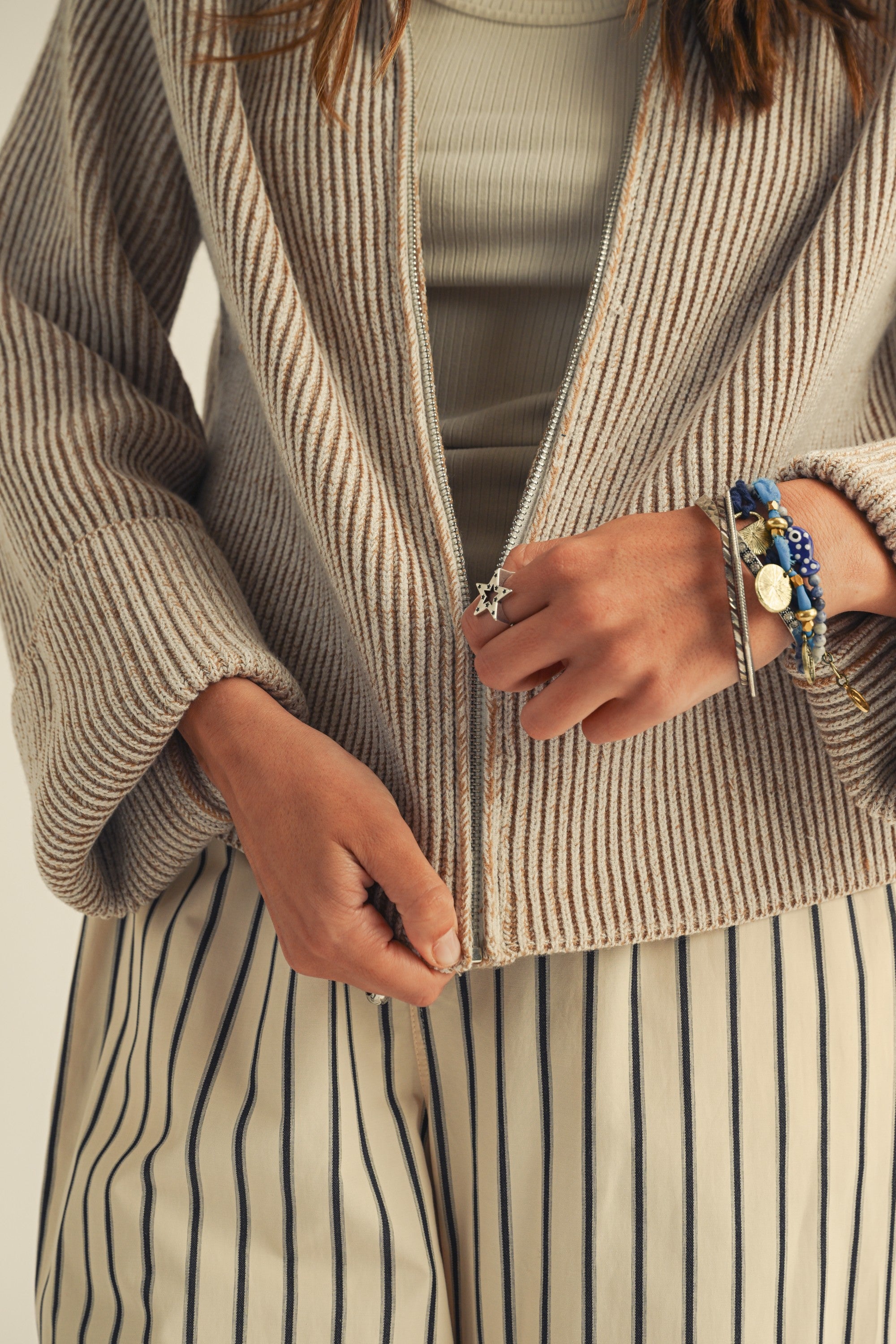 Relaxed Zipper Knit Cadigan