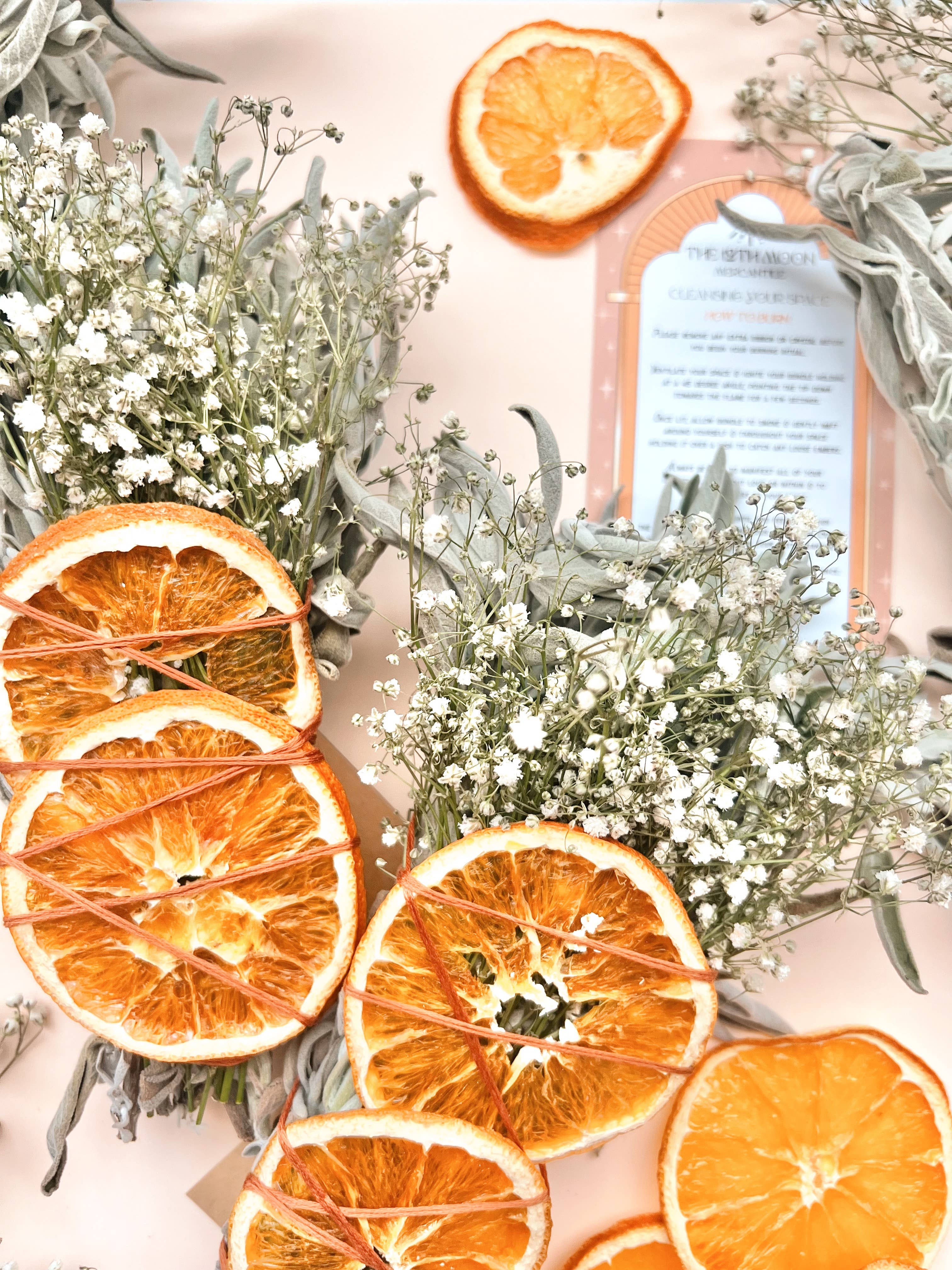 The 12th Moon - CITRUS HARVEST Sage Bundle - SEASONAL Smudge - FALL + WINTER