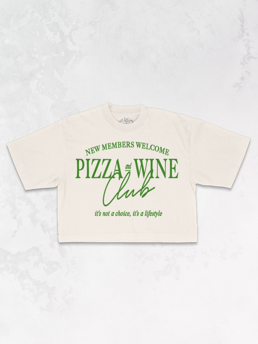 Pizza + Wine Club Oversized Crop Tee | Lifestyle Club TShirt