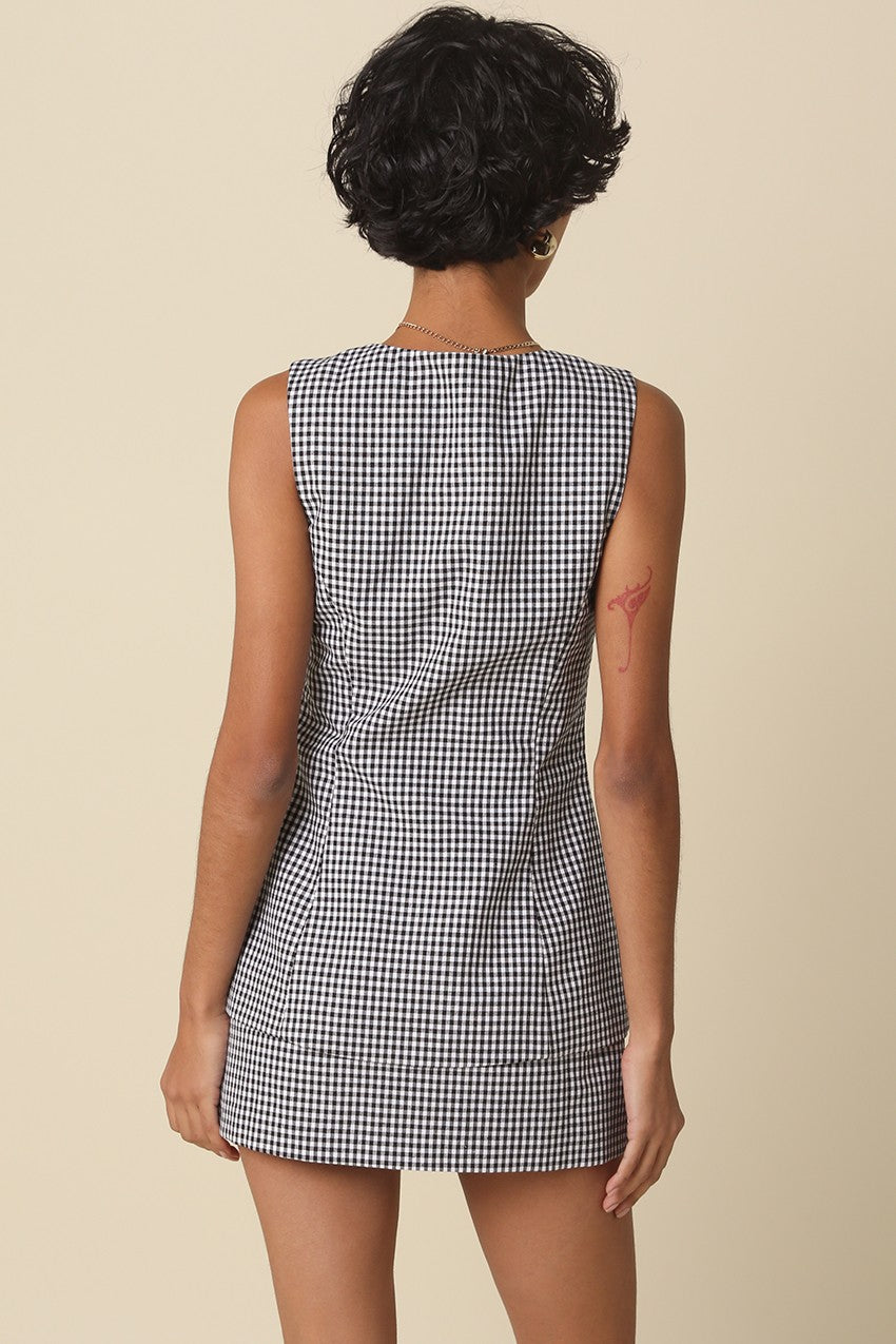 Sonia Gingham Button-front Dress