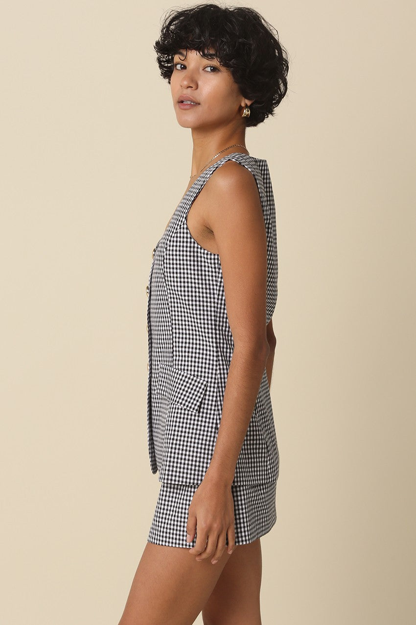 Sonia Gingham Button-front Dress