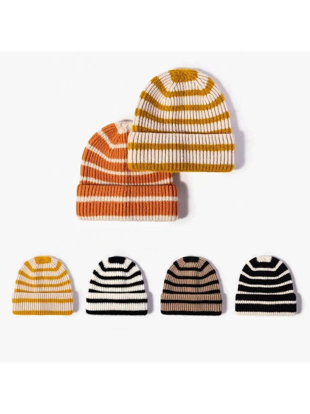 Funkyrel® Atzbranding Limited - Haila - Striped Roll-Edge Knit Beanie