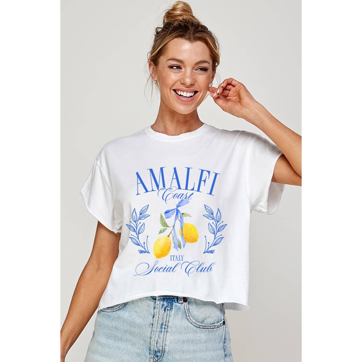 Illustrated Society - AMALFI COAST VINTAGE  GRAPHIC CROP TOP