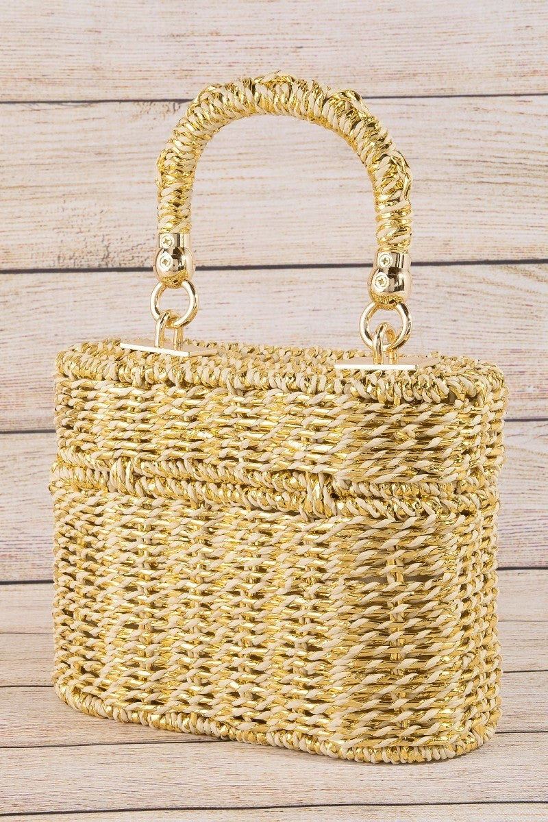 Woven Top Handle Box Bag