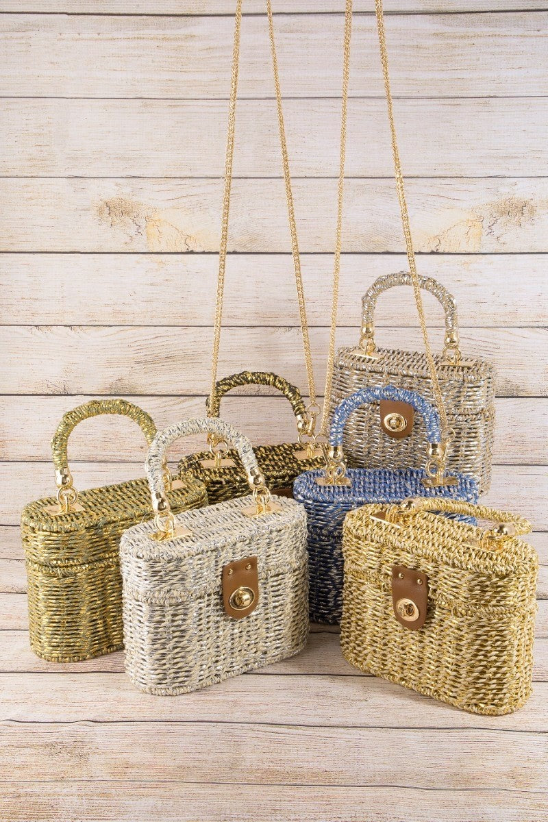 Woven Top Handle Box Bag