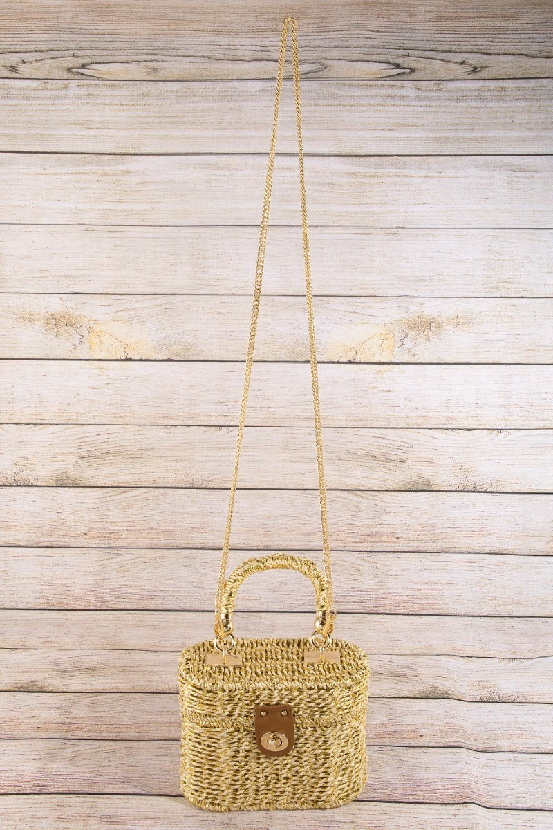 Woven Top Handle Box Bag