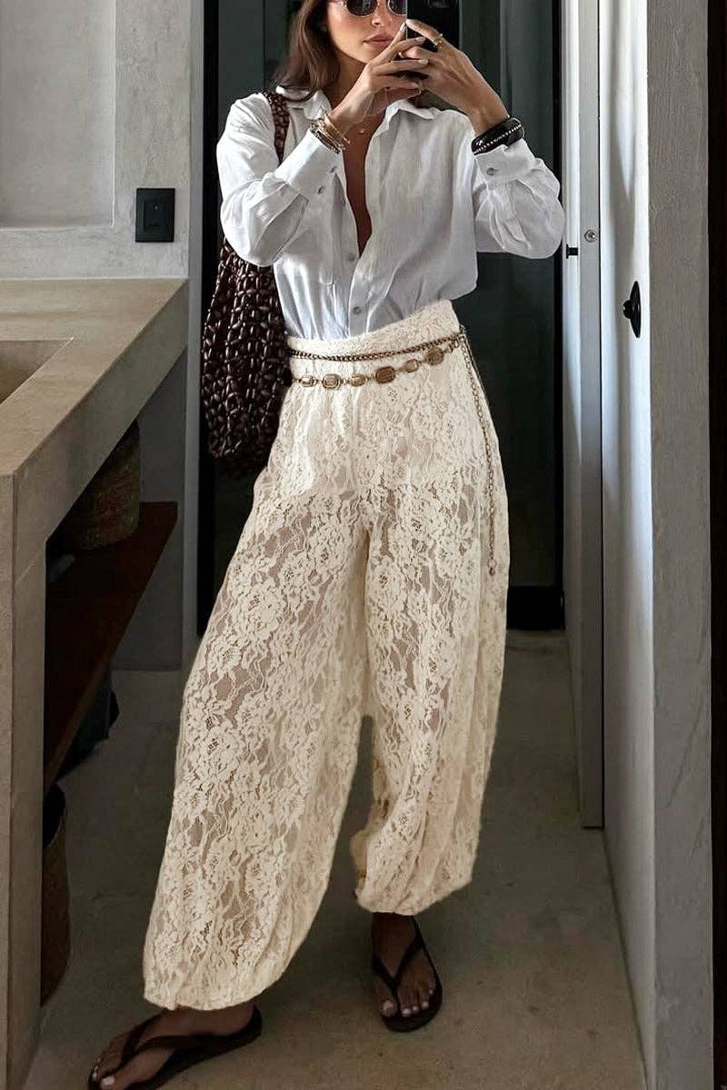 Soli Echo - Elegant Lace Casual Pants