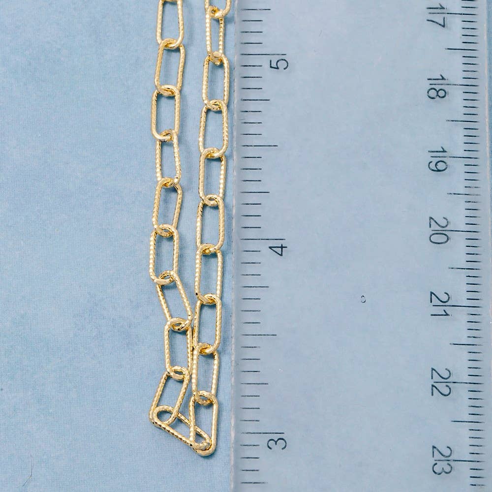 Fame Accessories - Gold Dipped Dainty Textured Oval Chain Necklace