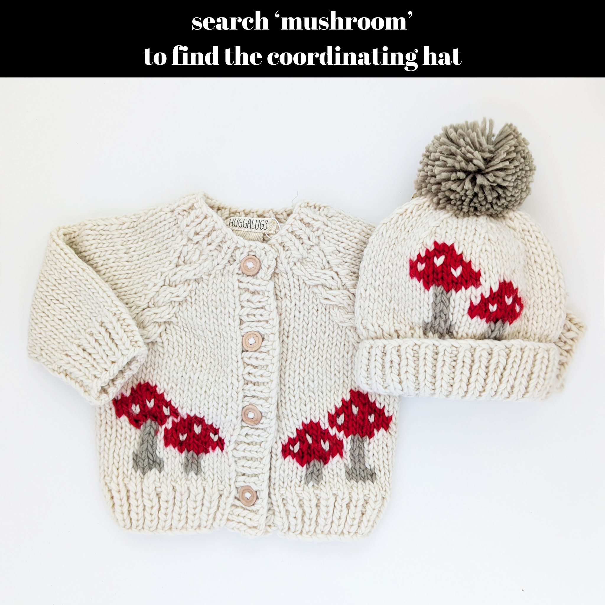 Huggalugs - Mushroom Natural Cardigan Sweater Baby & Toddler
