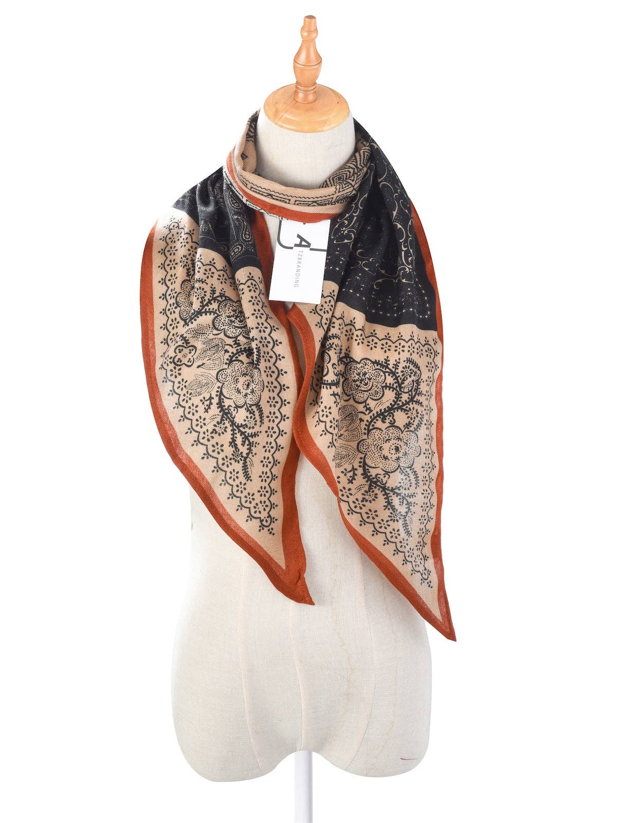 Funkyrel® Atzbranding Limited - Scarvii - Navy Blue Boho Floral Printed Scarf