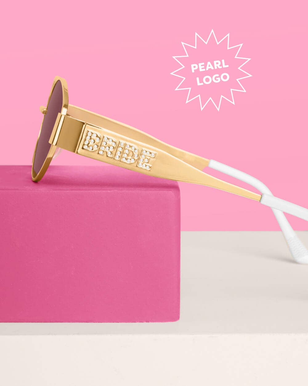 xo, Fetti - Gold Metal Bride Sunglasses | gold bride pearl bachelorette