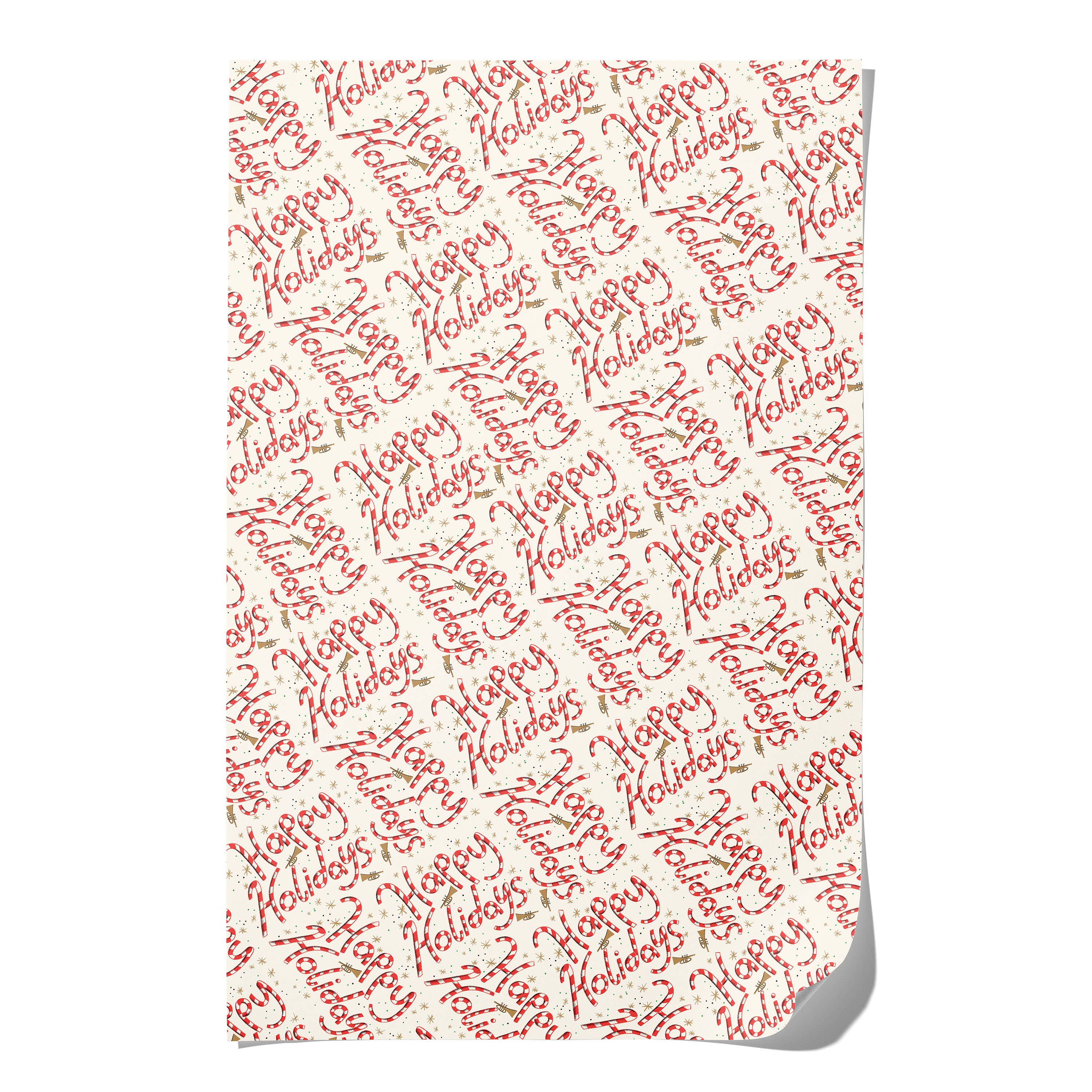 Red Cap Cards - Candy Cane Holidays wrapping paper