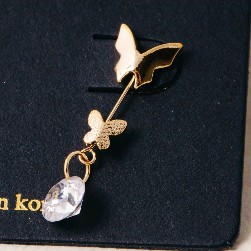 Fame Accessories - Butterflies And Cz Gem Dangle Earrings