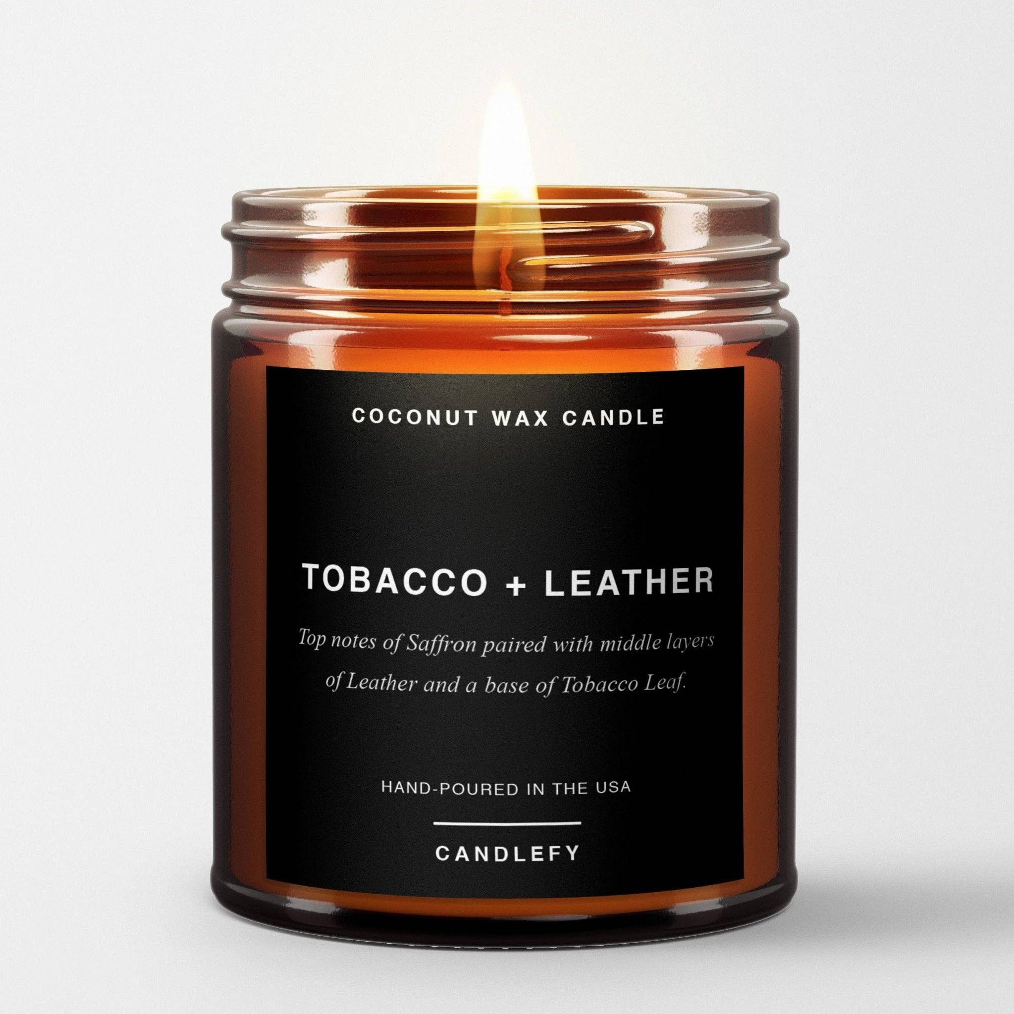 Tobacco + Leather Scented Candle - Thumbnail 2