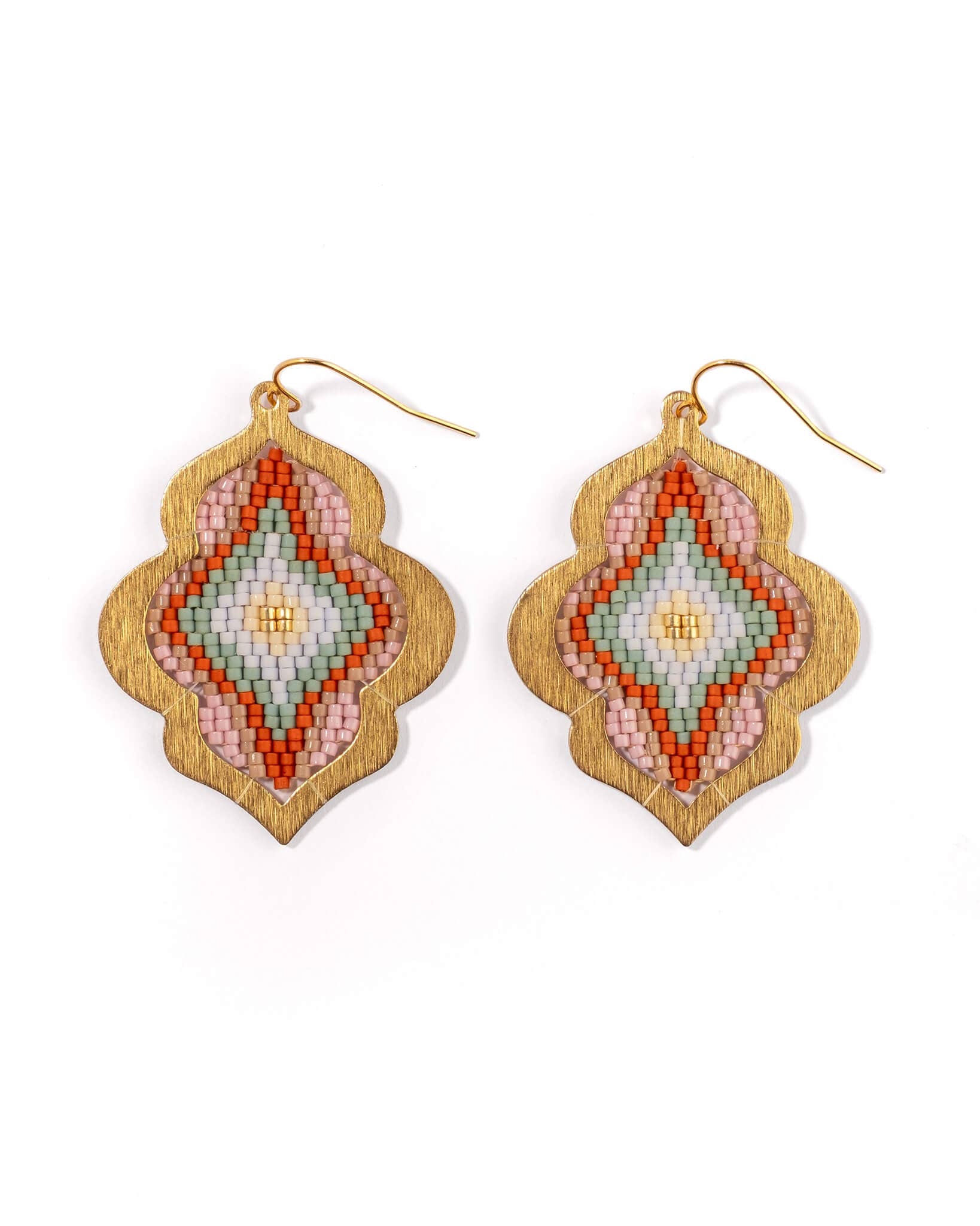 Mayana Designs Co - Beaded Handwoven Window Drop Earring (Lilac/Aqua)