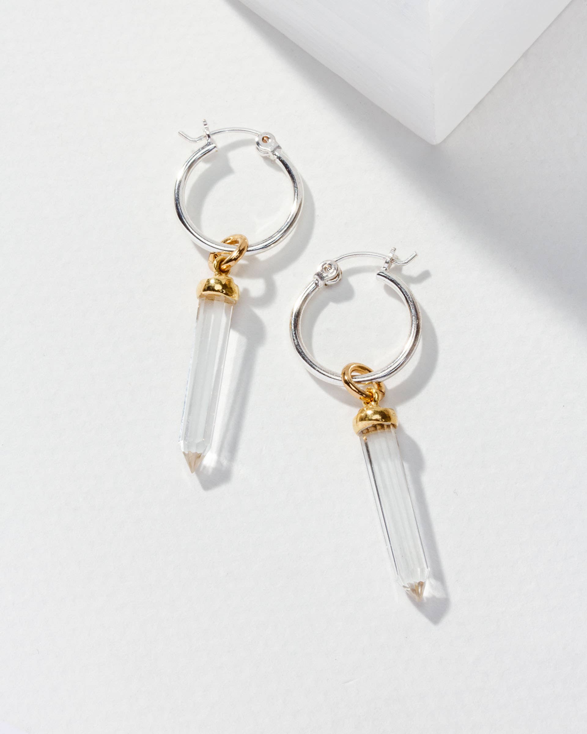 Luna Norte - Rayanne Interchangeable Hoop Earrings- Clear Quartz