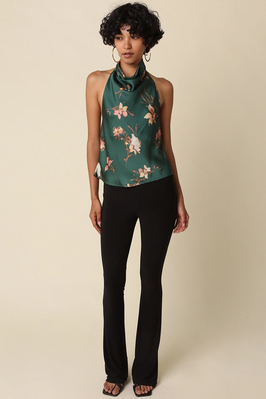 Jasmin Floral Halter Satin Top
