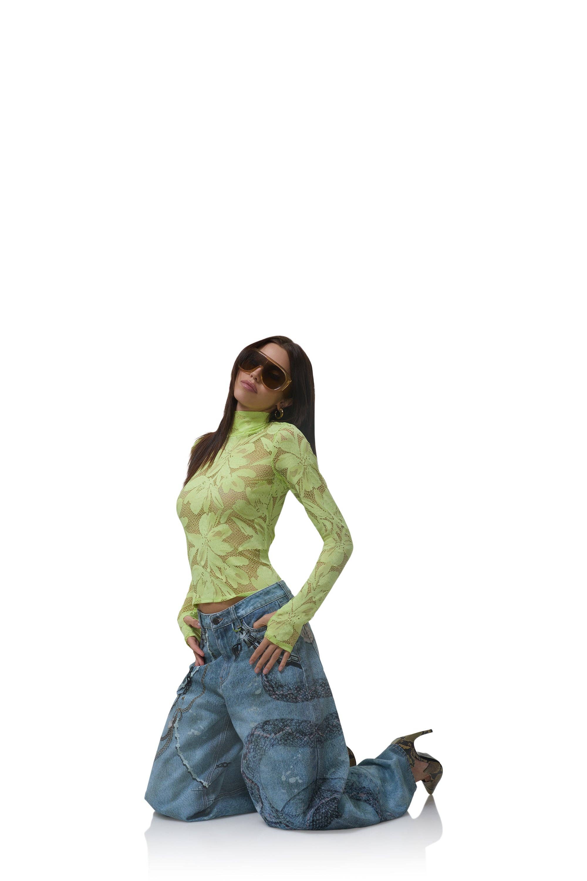 AFRM - Zadie Crochet Lace Top - Lime Essence