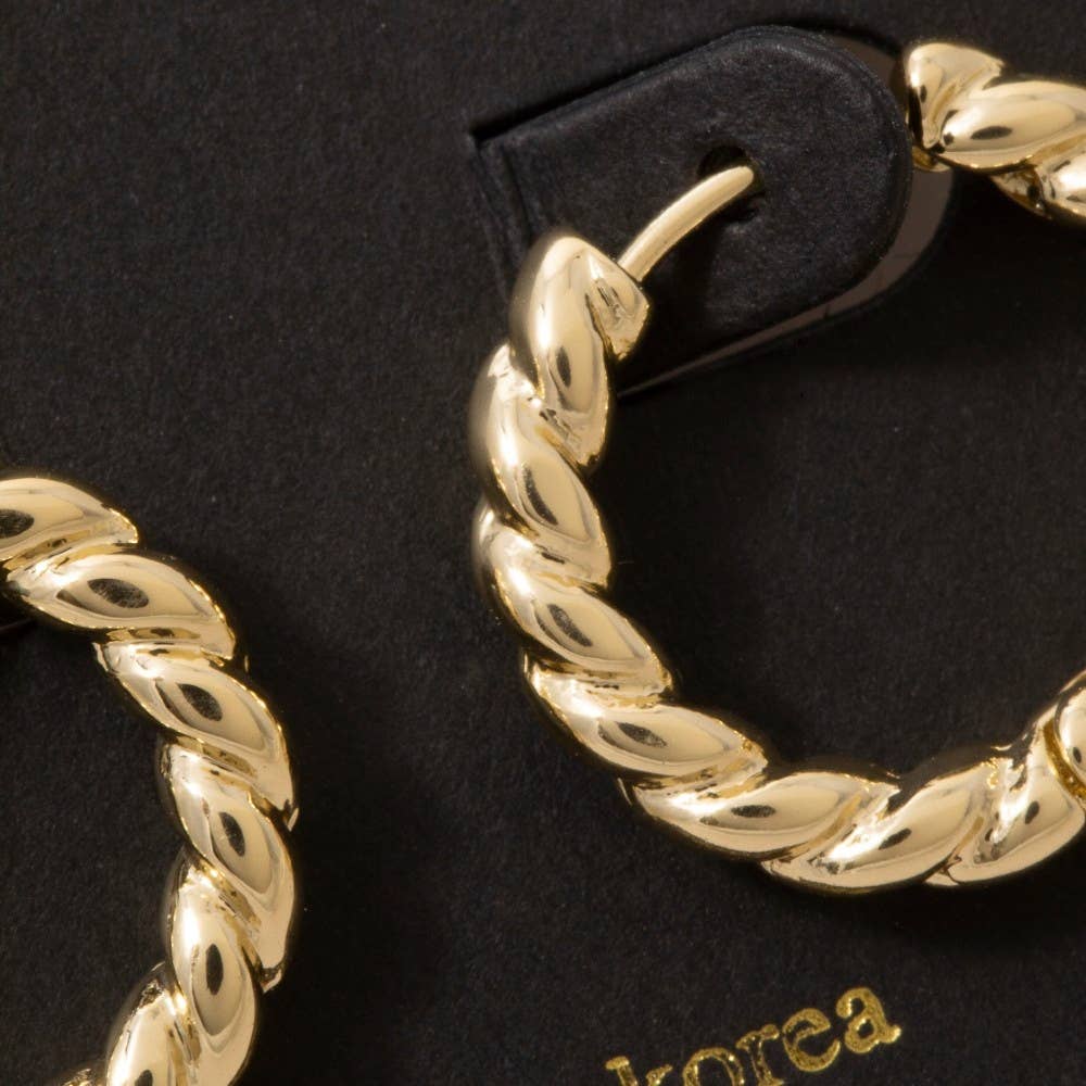 Fame Accessories - Twisted Rope Mini Huggie Hoop Earrings