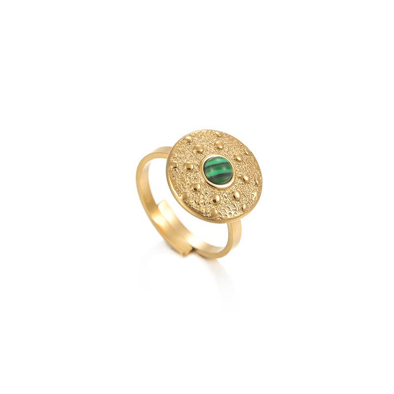 Mio Queena - 18K Gold-plated Stainless Steel Inlaid Stone Rings - FGS/CS