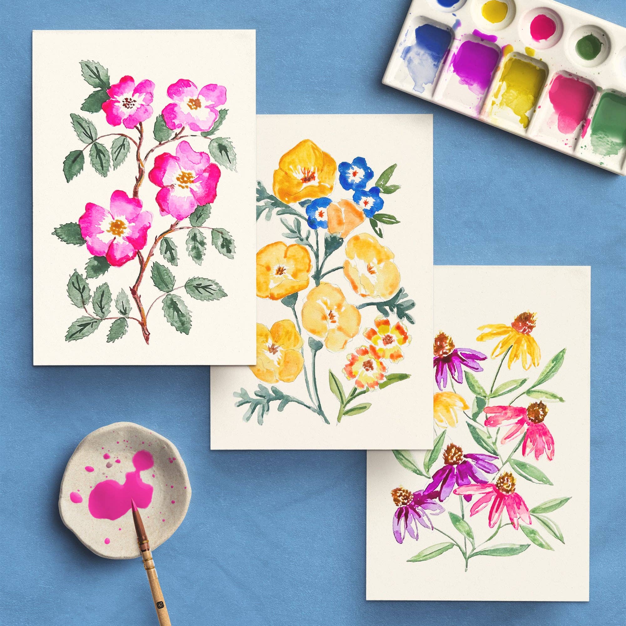 Antiquaria - Watercolor Painting Kit : Wildflowers No1