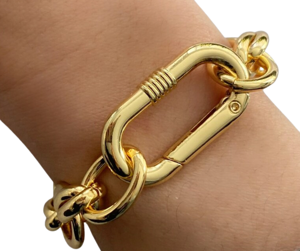 HoopLa - Rodeo D Link Carabiner Vintage Styling Bras14K gold Bracelet