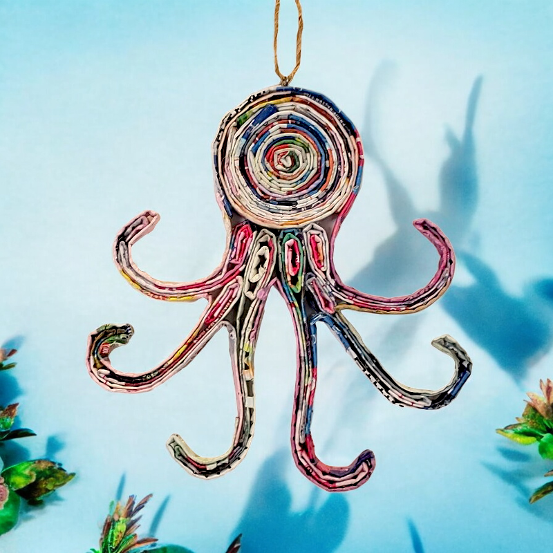 The Upcycled Paper Company - Octopus Ornament - Recycled Paper
