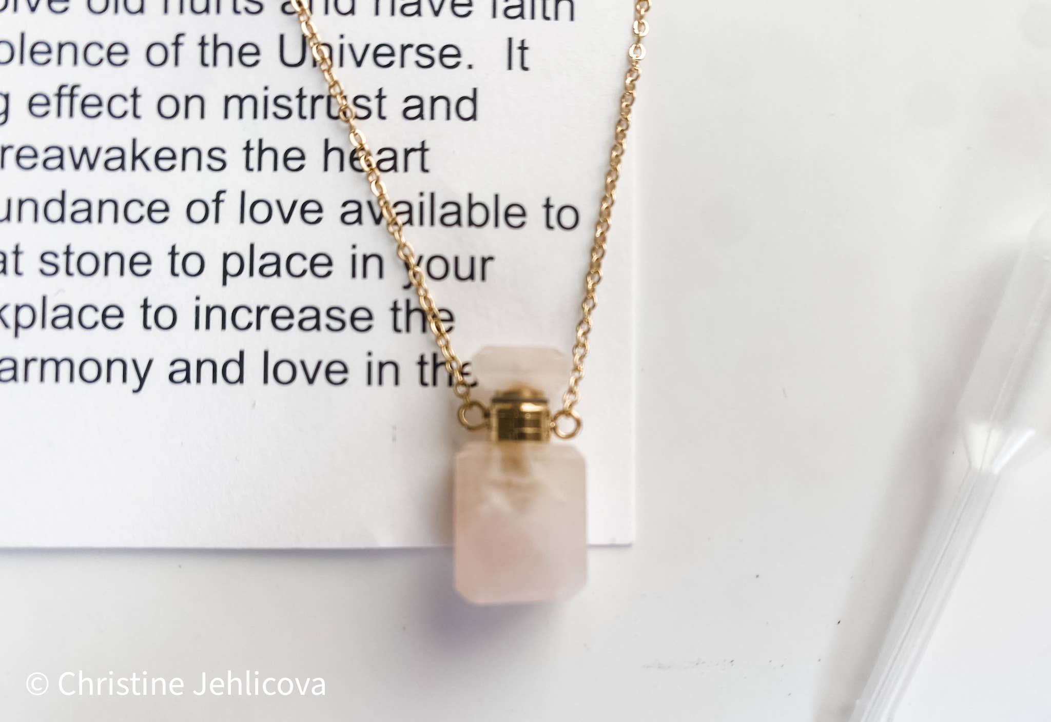 HoopLa - Gemstone Mini Perfume Bottle Crystal Necklace