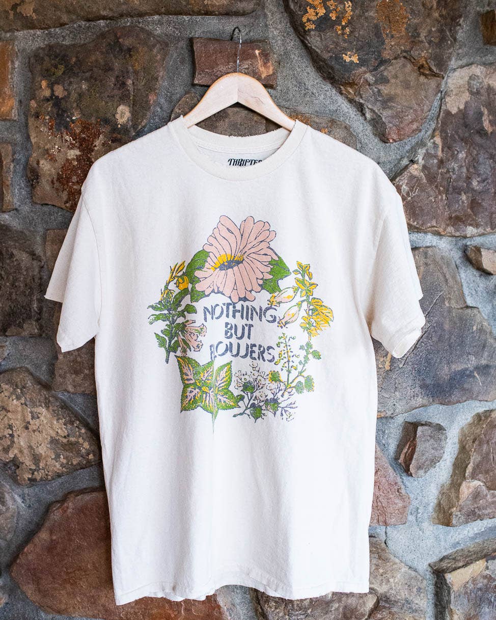 LivyLu - Nothing But Flowers Off White Thrifted Graphic Tee