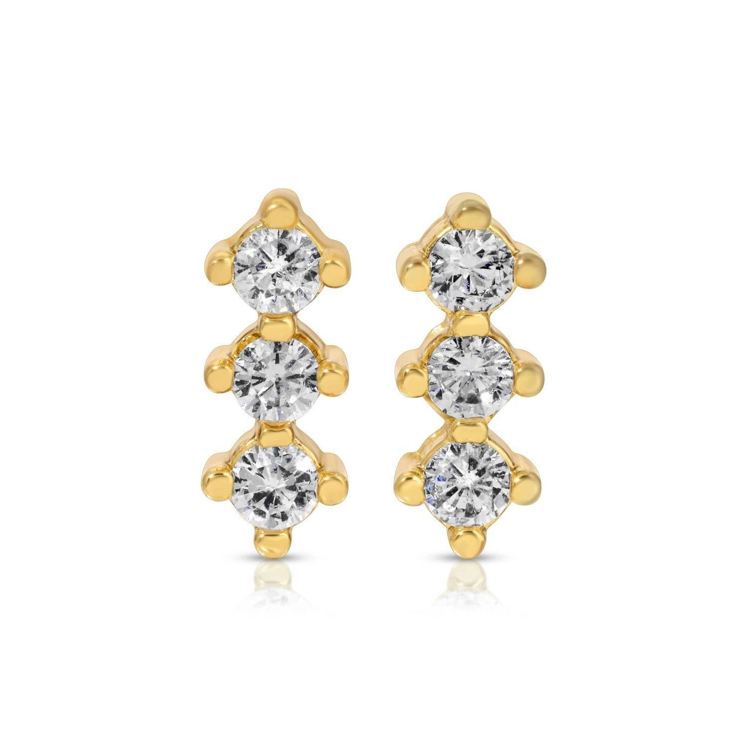 Splendid Iris - Triple CZ Bar Studs on Velvet Gift Tag
