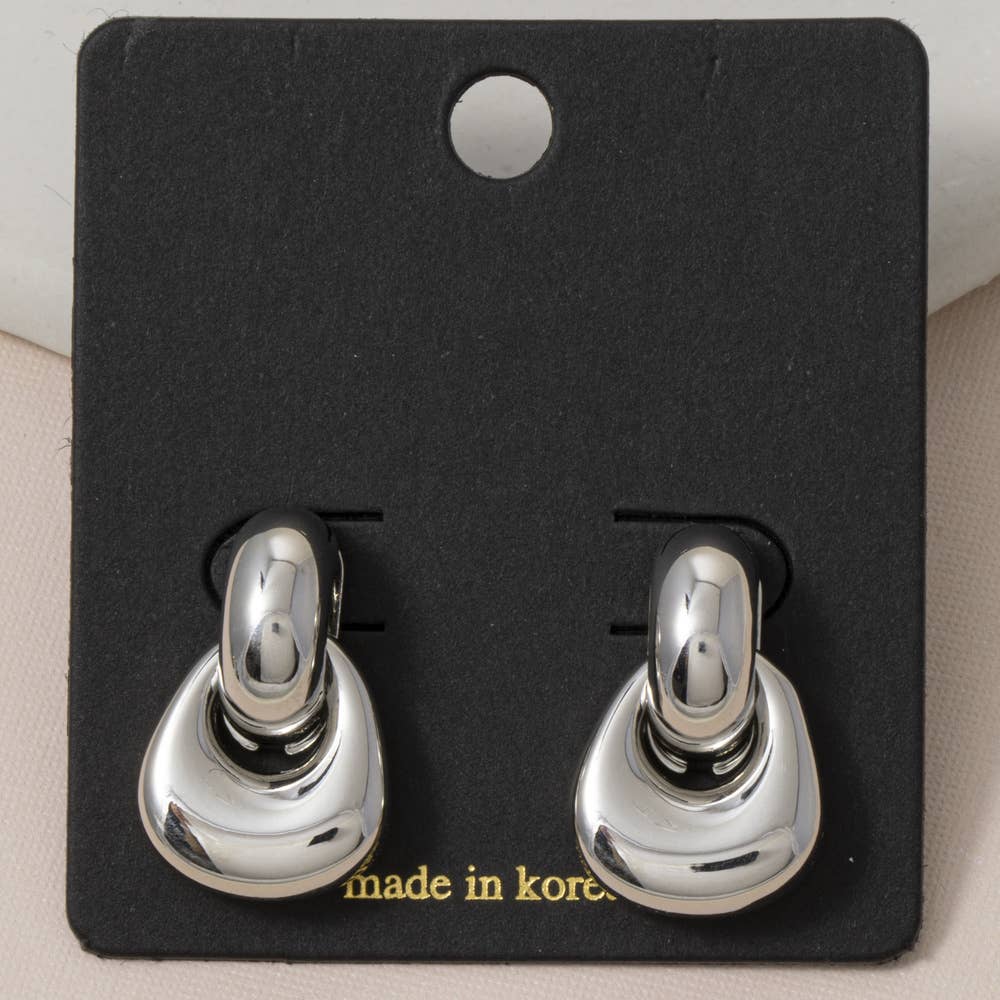 Fame Accessories - Chunky Puffy Doorknocker Drop Earrings