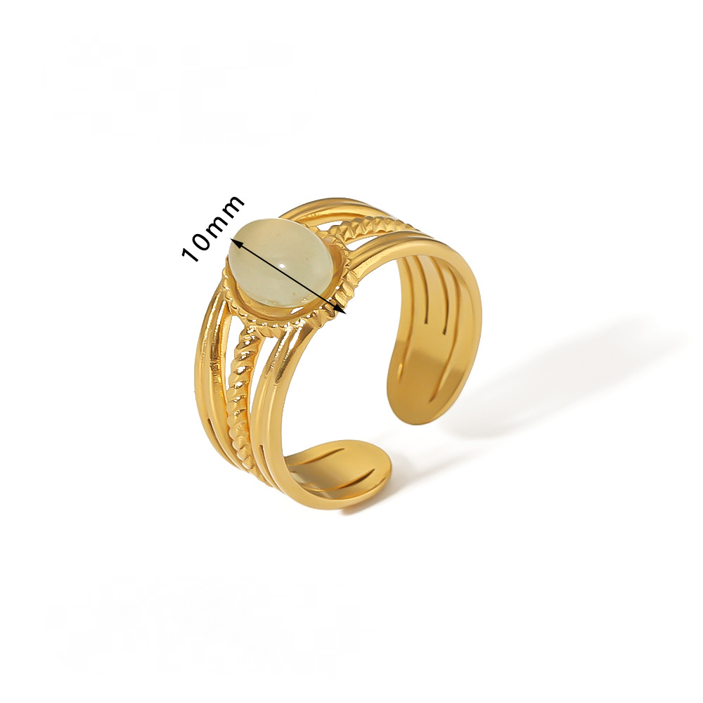 Mio Queena - 18K Gold-plated Stainless Steel Inlaid Stone Rings - FGS/CS