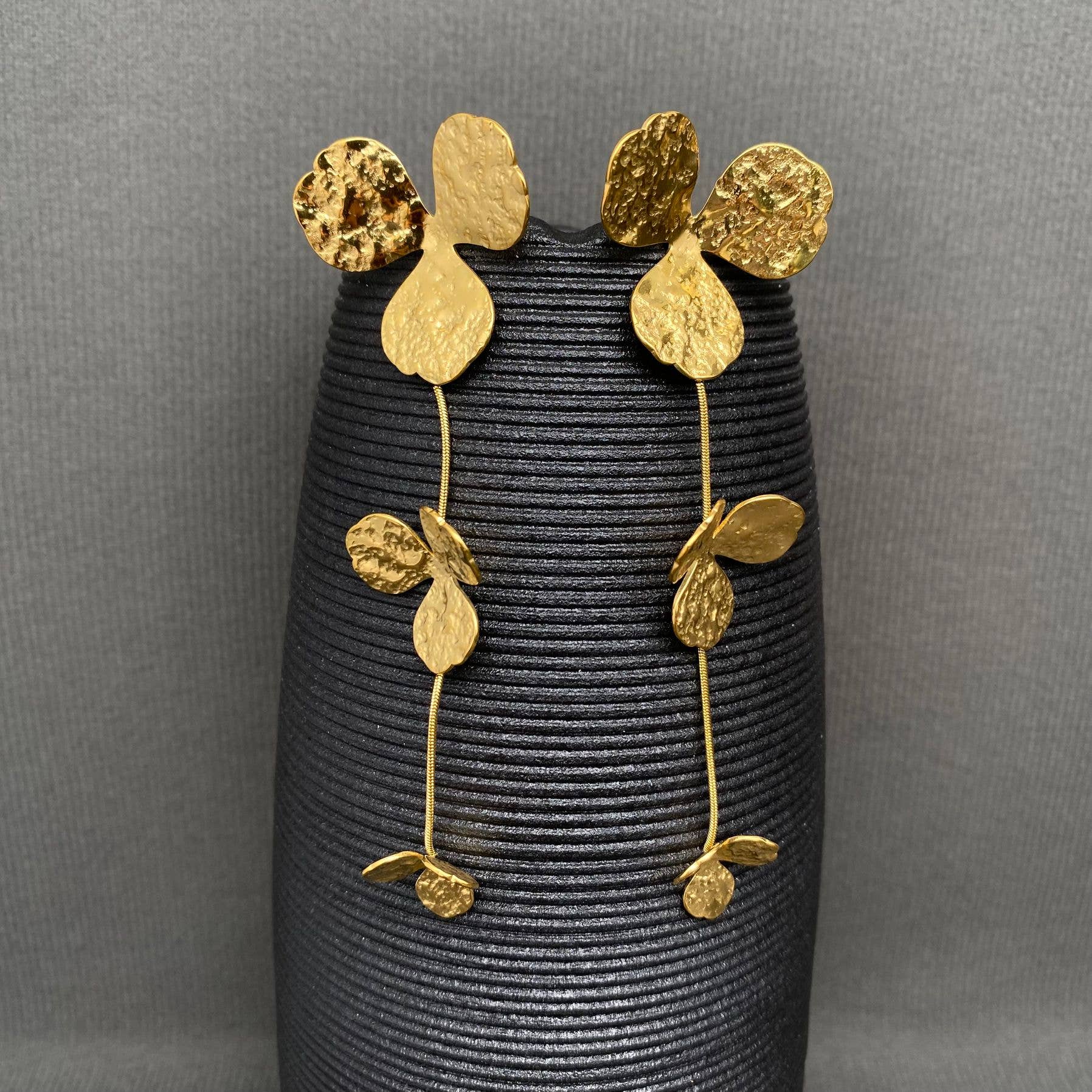 Mio Queena - Flower Petal 18K Gold Plated S.Steel Post Earrings - FGS