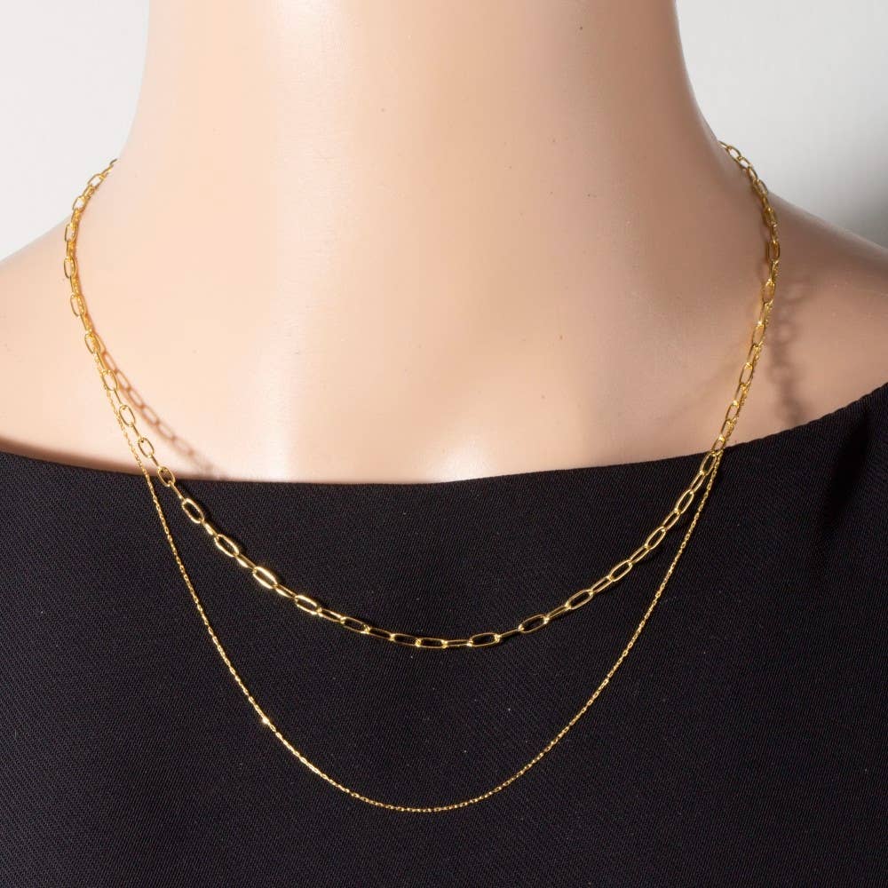 Fame Accessories - Double Layered Chain Necklace