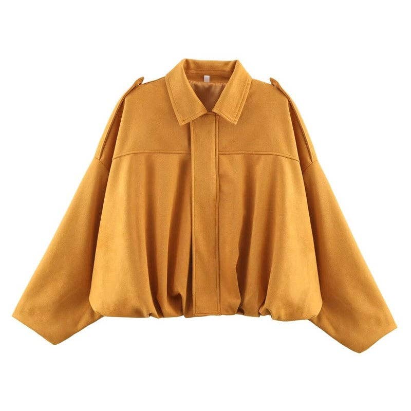 Sheer Trend - Pure Suede Notch Collar Jacket