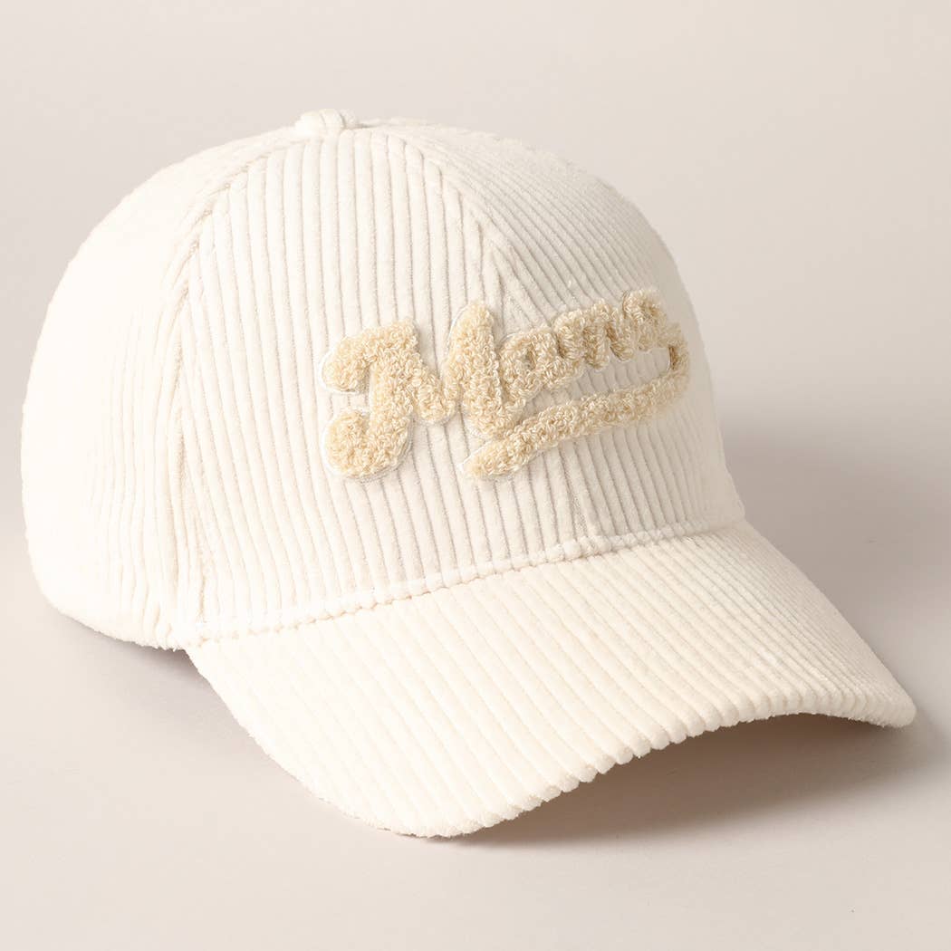 Fashion City - MAMA 3D Embroidered Fuzzy Patch Corduroy Cap