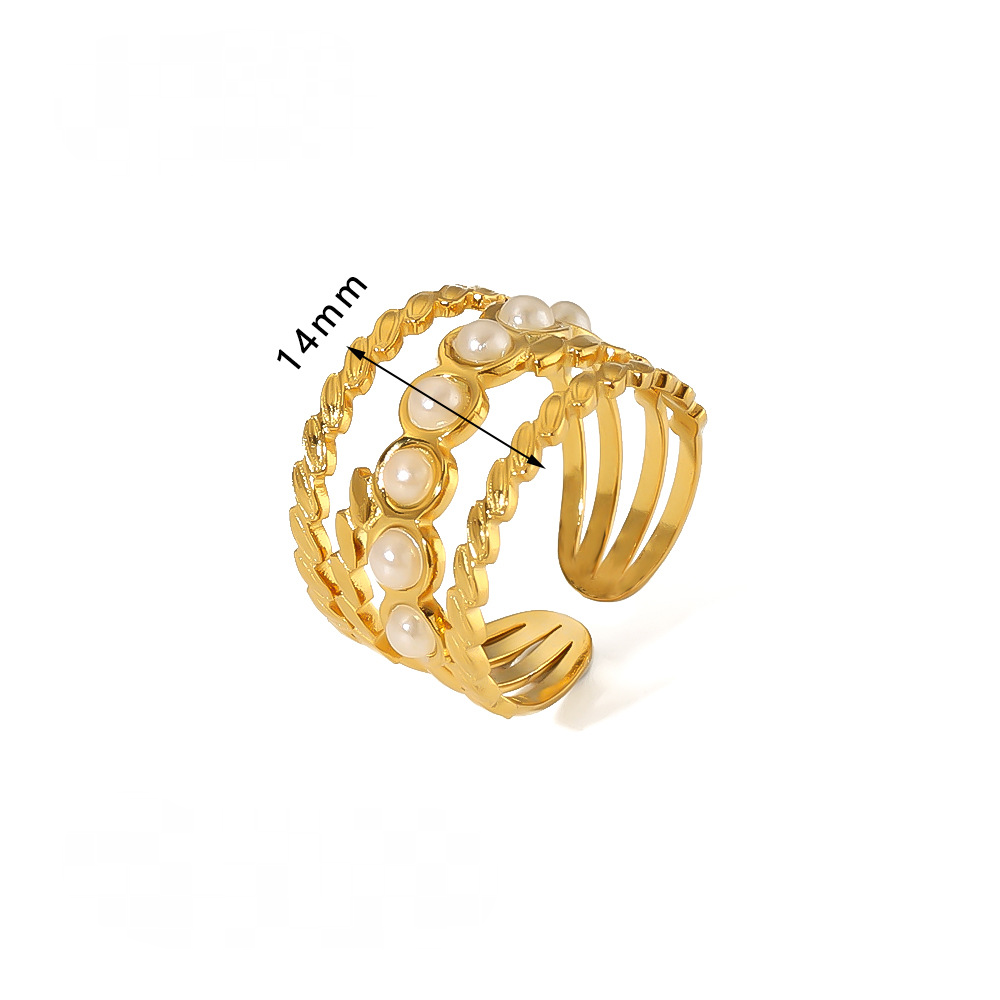 Mio Queena - 18K Gold-plated Stainless Steel Inlaid Stone Rings - FGS/CS