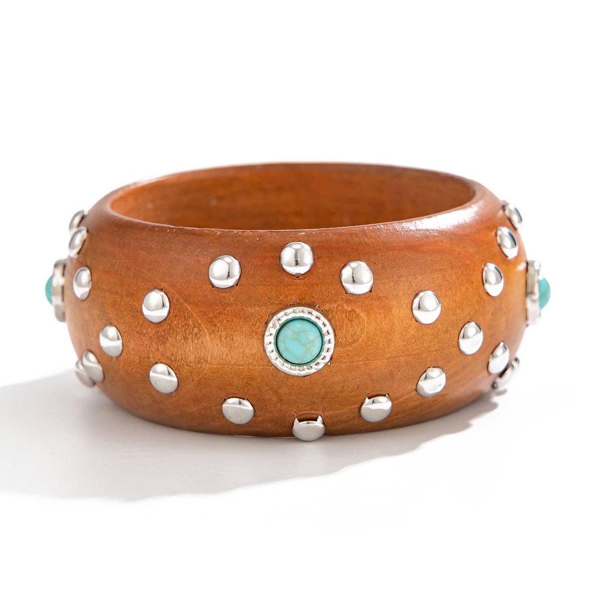 Dipped Shop - Punk Style Studded Wooden Wide Bracelet MK2ZCEP6W6JBR74