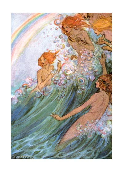 Laughing Elephant - Mermaids and a Rainbow - Mermaids Print