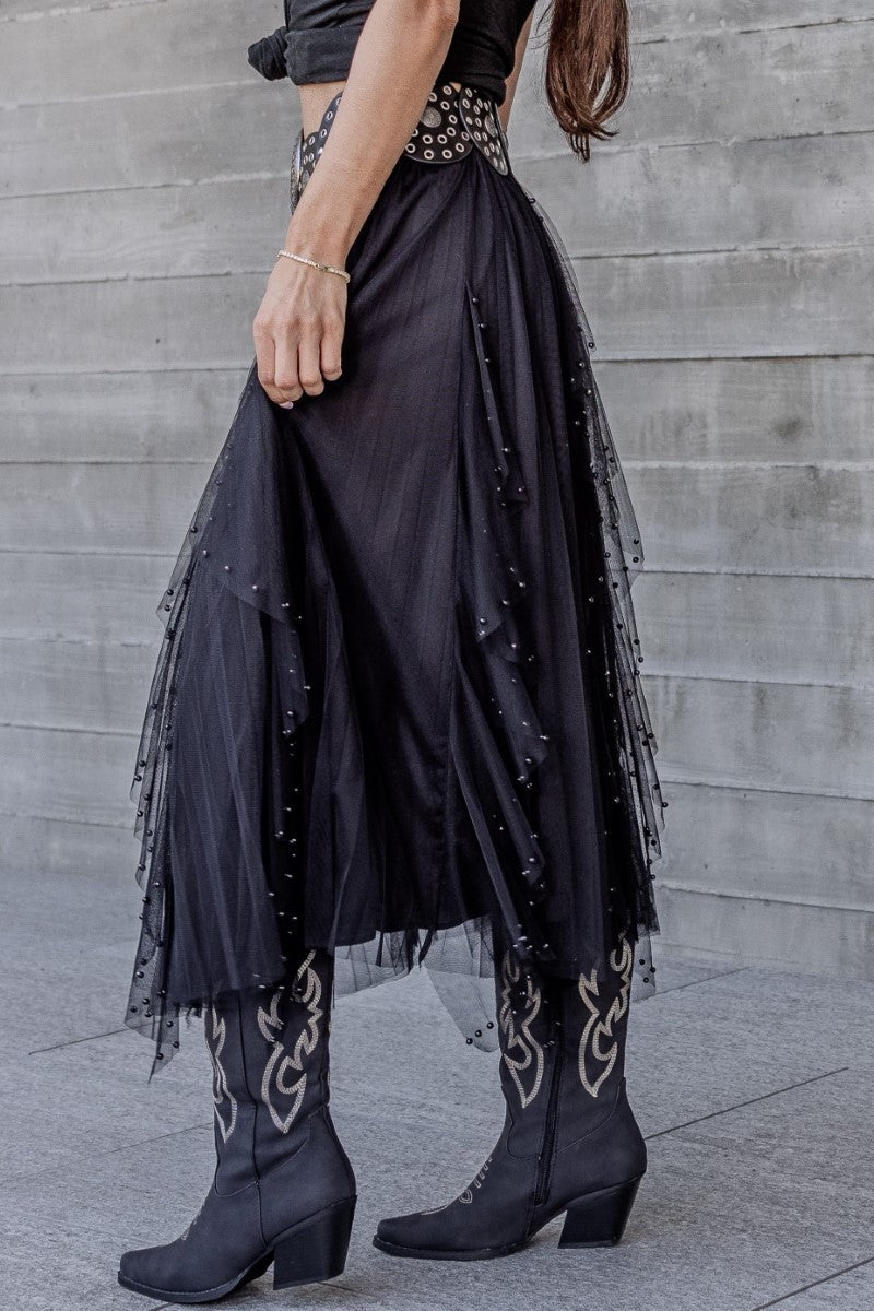 Tulle Skirt With Pearl Detail