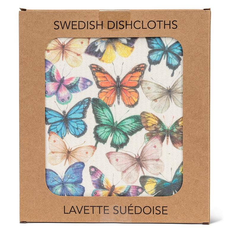 Abbott - All Over Butterflies Dishcloth-6.75x7.5"L