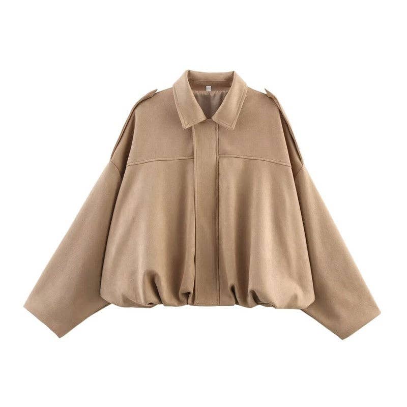 Sheer Trend - Pure Suede Notch Collar Jacket